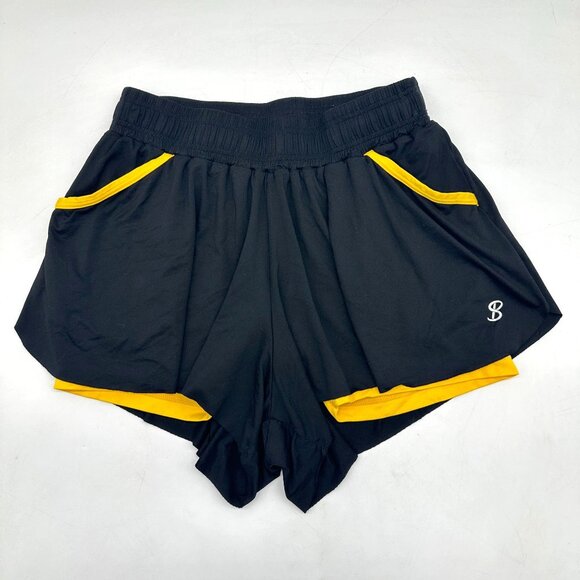 Sofibella Shorts Womens Pull On Gold Jewel Performance Athletic Black Yellow XS - Picture 1 of 11